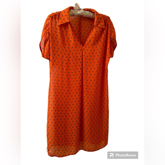 NWOT Women’s 🦩 Flamingo Print Summer Boutique Dress In Orange And Blue Size S - Picture 5 of 10
